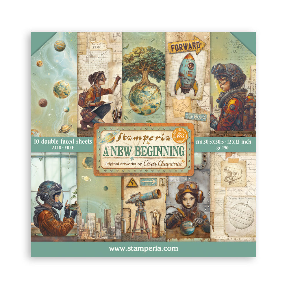 Stamperia Scrapbooking Block - A New Beginning - 30,5x30,5cm 10 Blatt Paper Pad