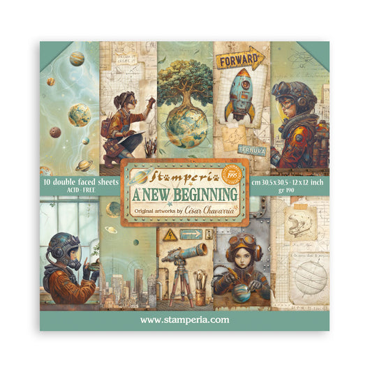 Stamperia Scrapbooking Block - A New Beginning - 30,5x30,5cm 10 Blatt Paper Pad