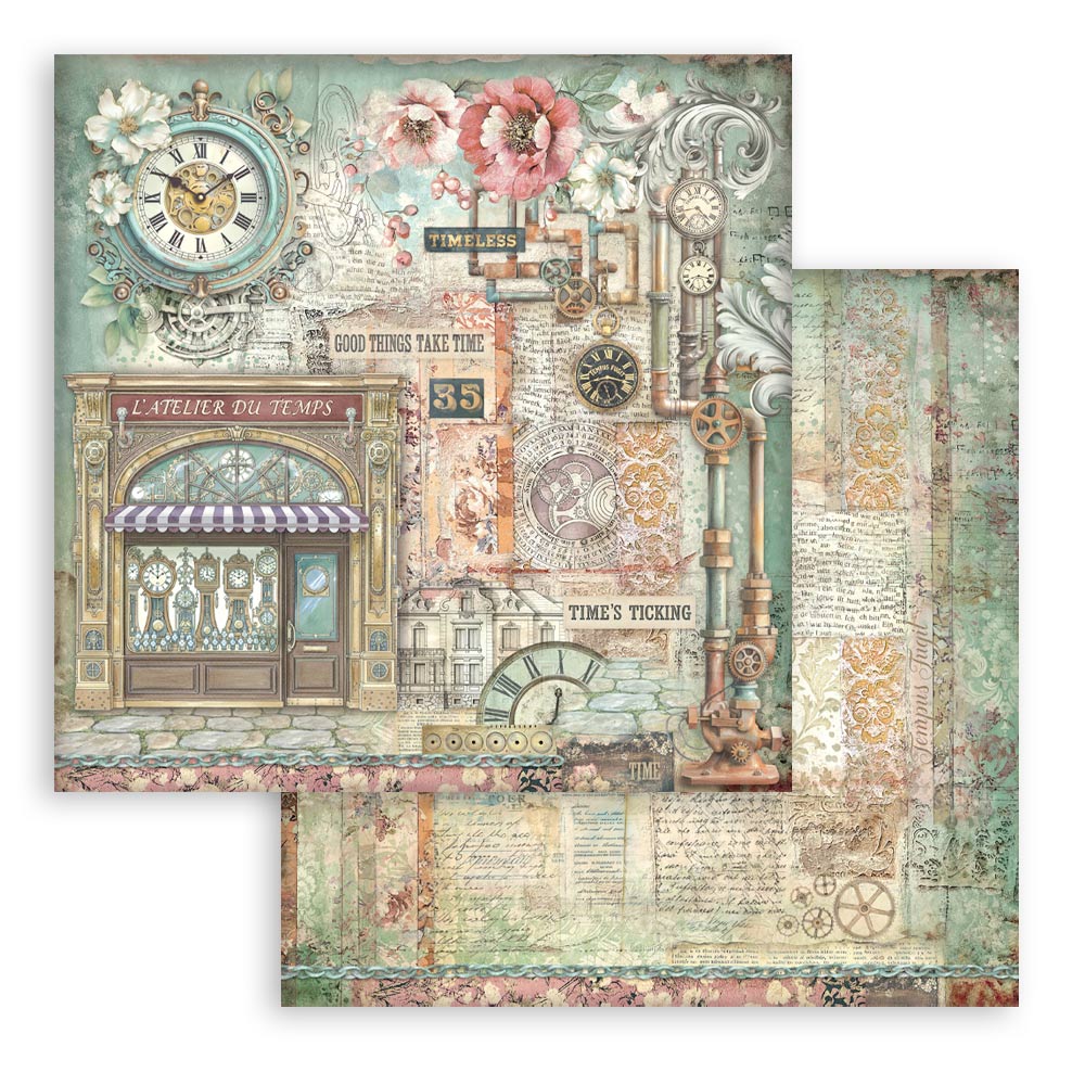 Stamperia Scrapbooking Block - Gardens of time - 30,5x30,5cm 10 Blatt Paper Pad