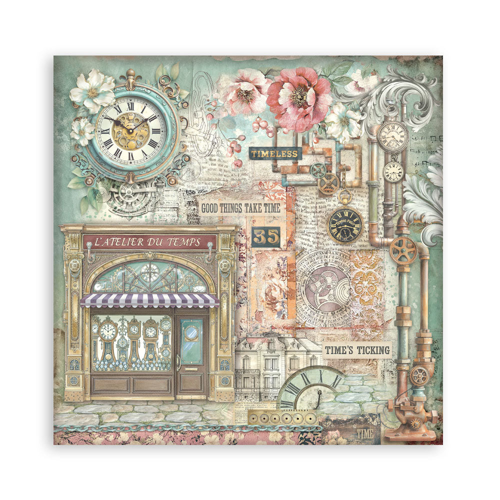 Stamperia Scrapbooking Block - Gardens of time - 30,5x30,5cm 10 Blatt Paper Pad