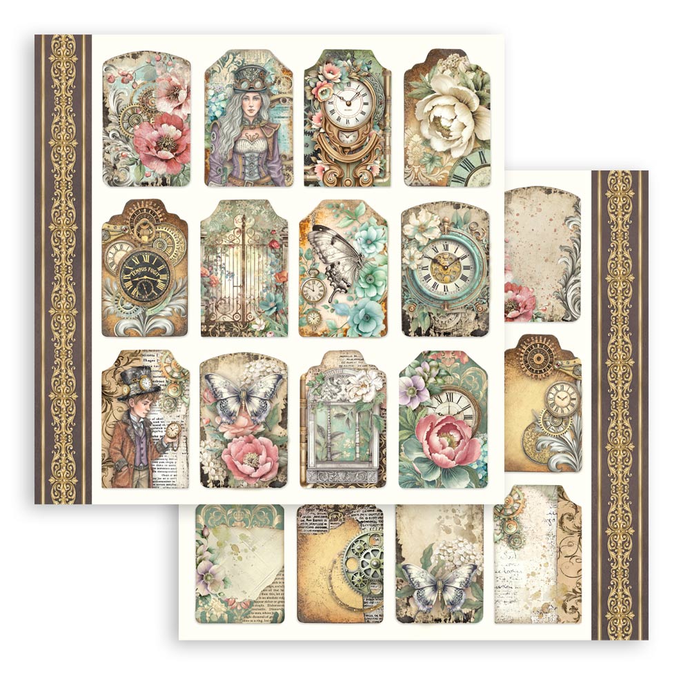 Stamperia Scrapbooking Block - Gardens of time - 30,5x30,5cm 10 Blatt Paper Pad