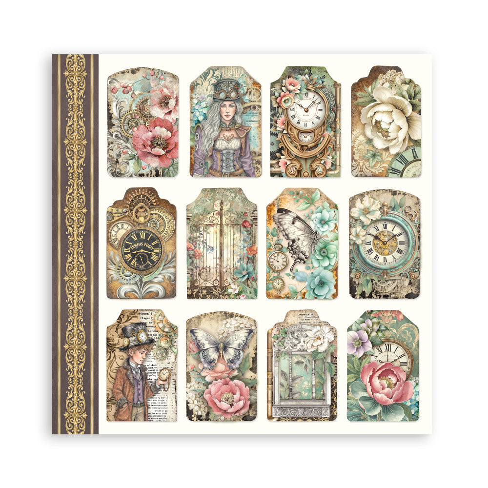 Stamperia Scrapbooking Block - Gardens of time - 30,5x30,5cm 10 Blatt Paper Pad