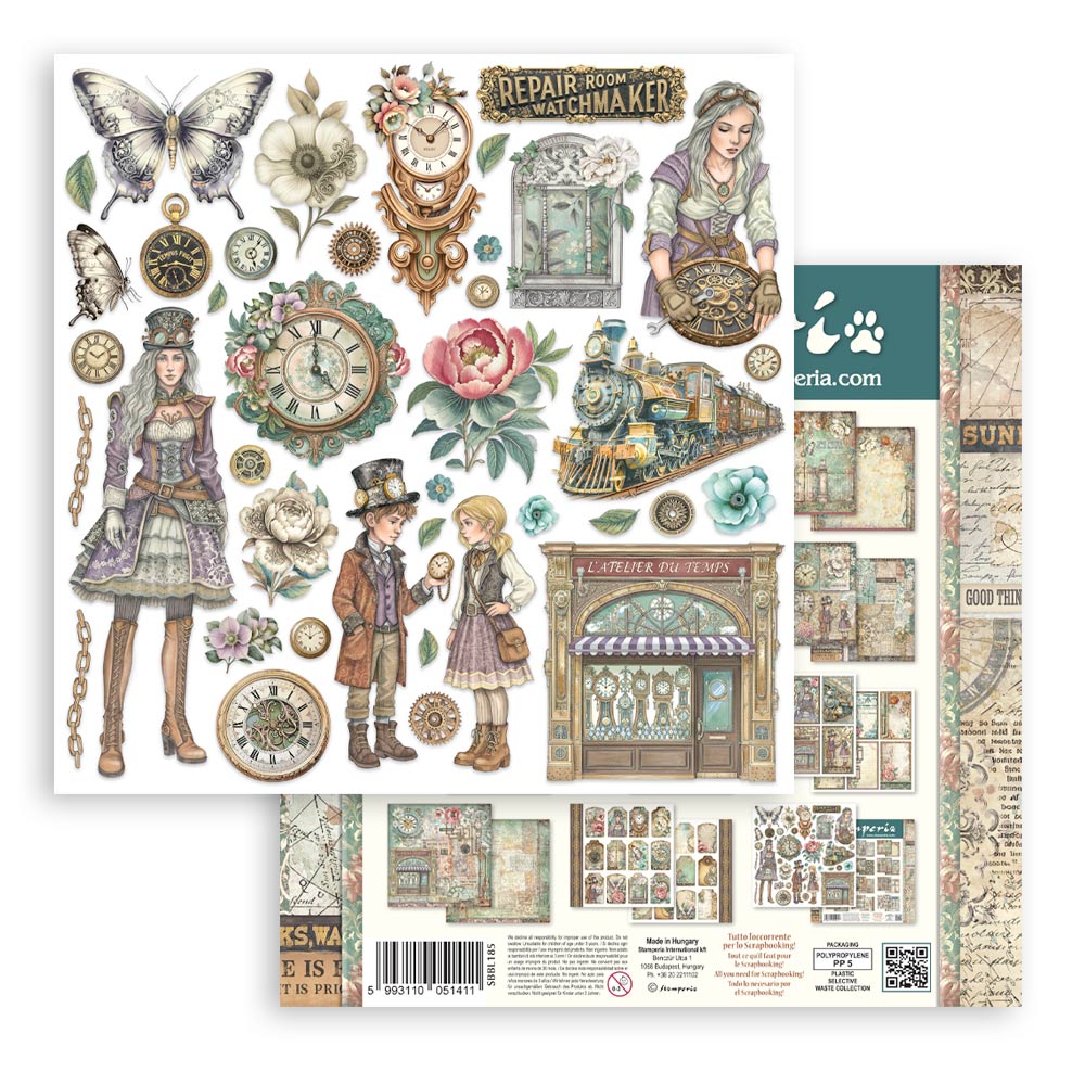 Stamperia Scrapbooking Block - Gardens of time - 30,5x30,5cm 10 Blatt Paper Pad