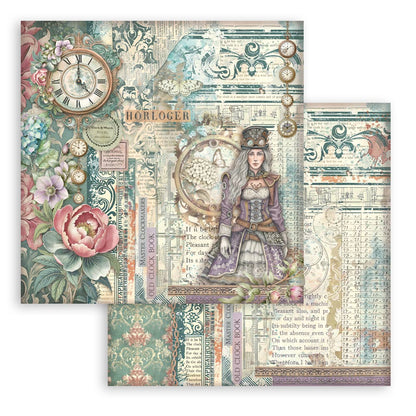 Stamperia Scrapbooking Block - Gardens of time - 30,5x30,5cm 10 Blatt Paper Pad