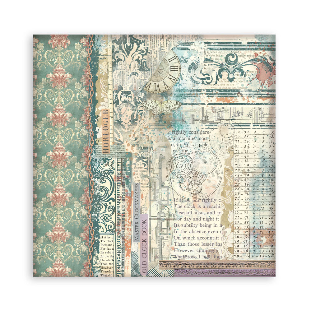 Stamperia Scrapbooking Block - Gardens of time - 30,5x30,5cm 10 Blatt Paper Pad