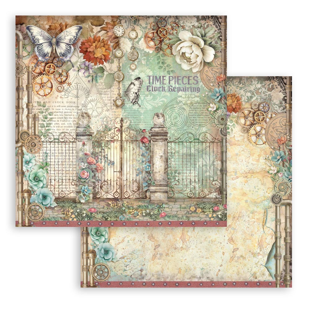 Stamperia Scrapbooking Block - Gardens of time - 30,5x30,5cm 10 Blatt Paper Pad