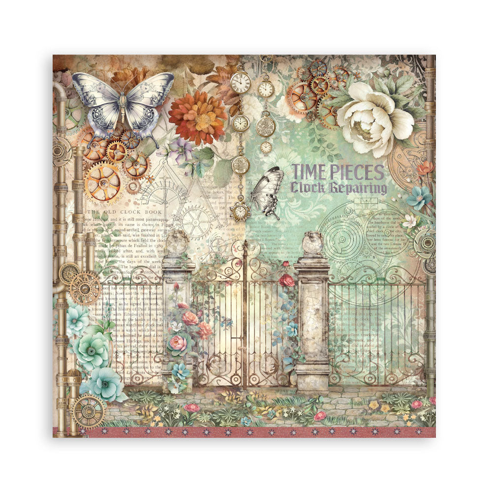 Stamperia Scrapbooking Block - Gardens of time - 30,5x30,5cm 10 Blatt Paper Pad