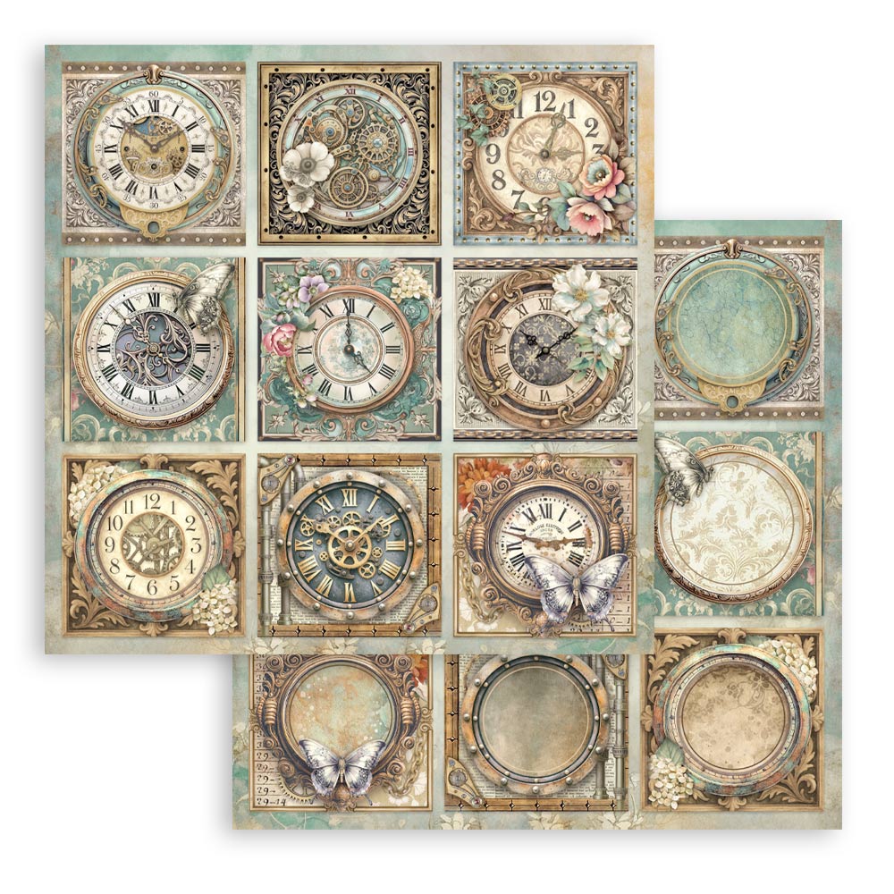 Stamperia Scrapbooking Block - Gardens of time - 30,5x30,5cm 10 Blatt Paper Pad