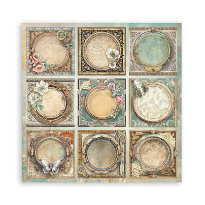 Stamperia Scrapbooking Block - Gardens of time - 30,5x30,5cm 10 Blatt Paper Pad