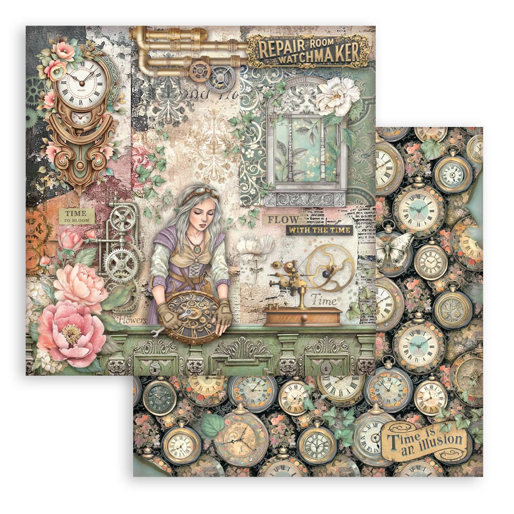 Stamperia Scrapbooking Block - Gardens of time - 30,5x30,5cm 10 Blatt Paper Pad