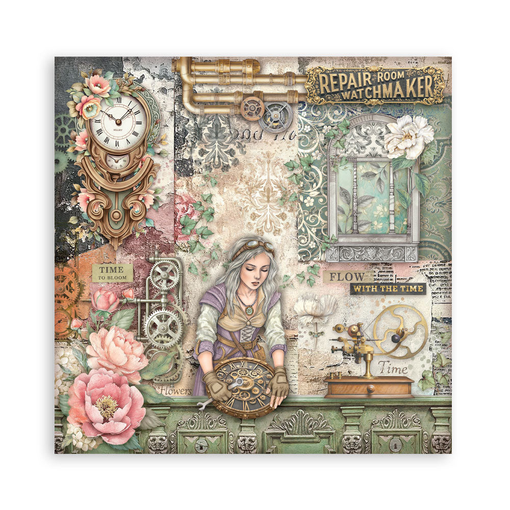 Stamperia Scrapbooking Block - Gardens of time - 30,5x30,5cm 10 Blatt Paper Pad