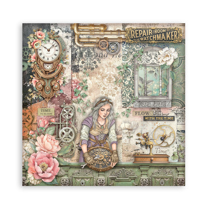 Stamperia Scrapbooking Block - Gardens of time - 30,5x30,5cm 10 Blatt Paper Pad