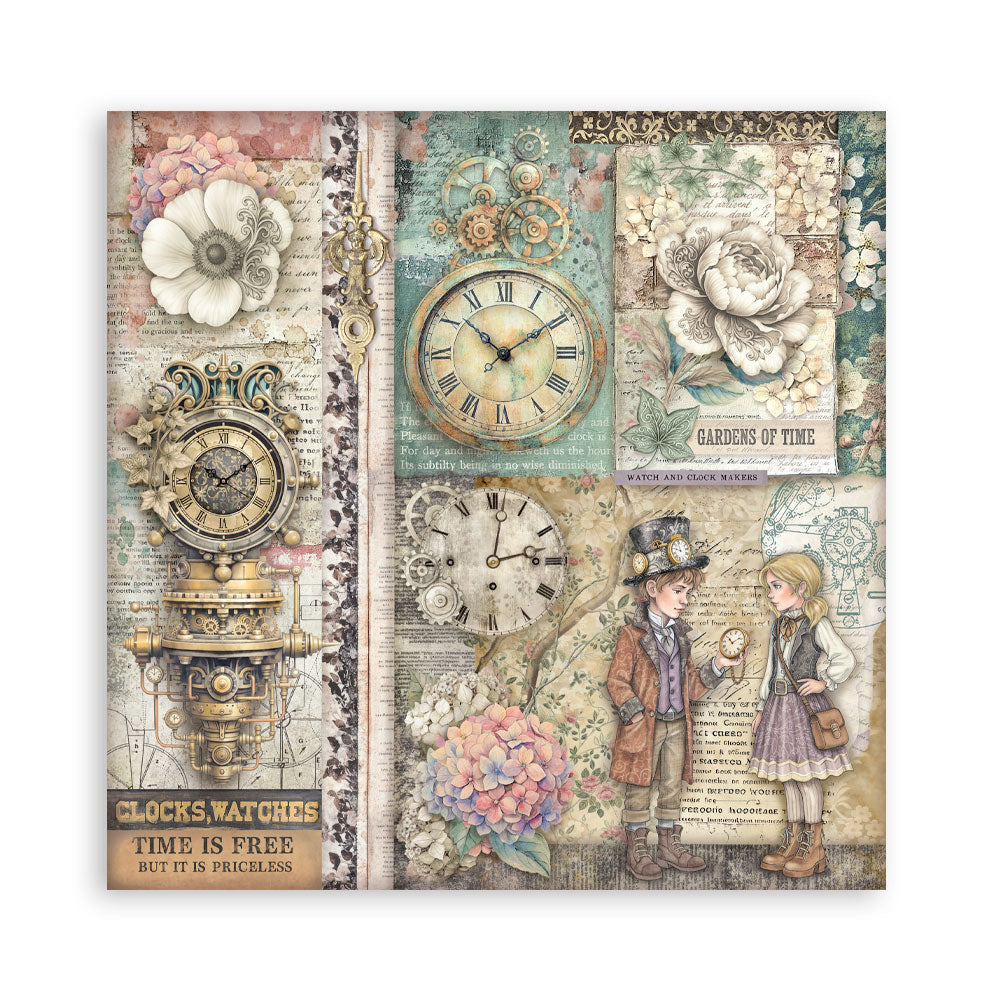 Stamperia Scrapbooking Block - Gardens of time - 30,5x30,5cm 10 Blatt Paper Pad