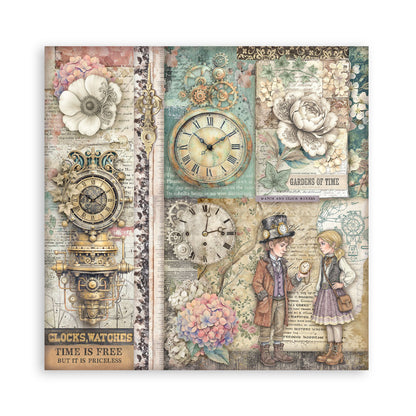 Stamperia Scrapbooking Block - Gardens of time - 30,5x30,5cm 10 Blatt Paper Pad