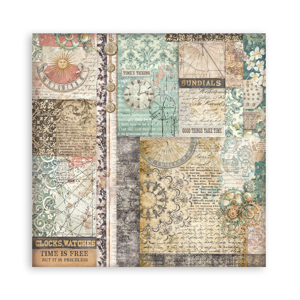Stamperia Scrapbooking Block - Gardens of time - 30,5x30,5cm 10 Blatt Paper Pad