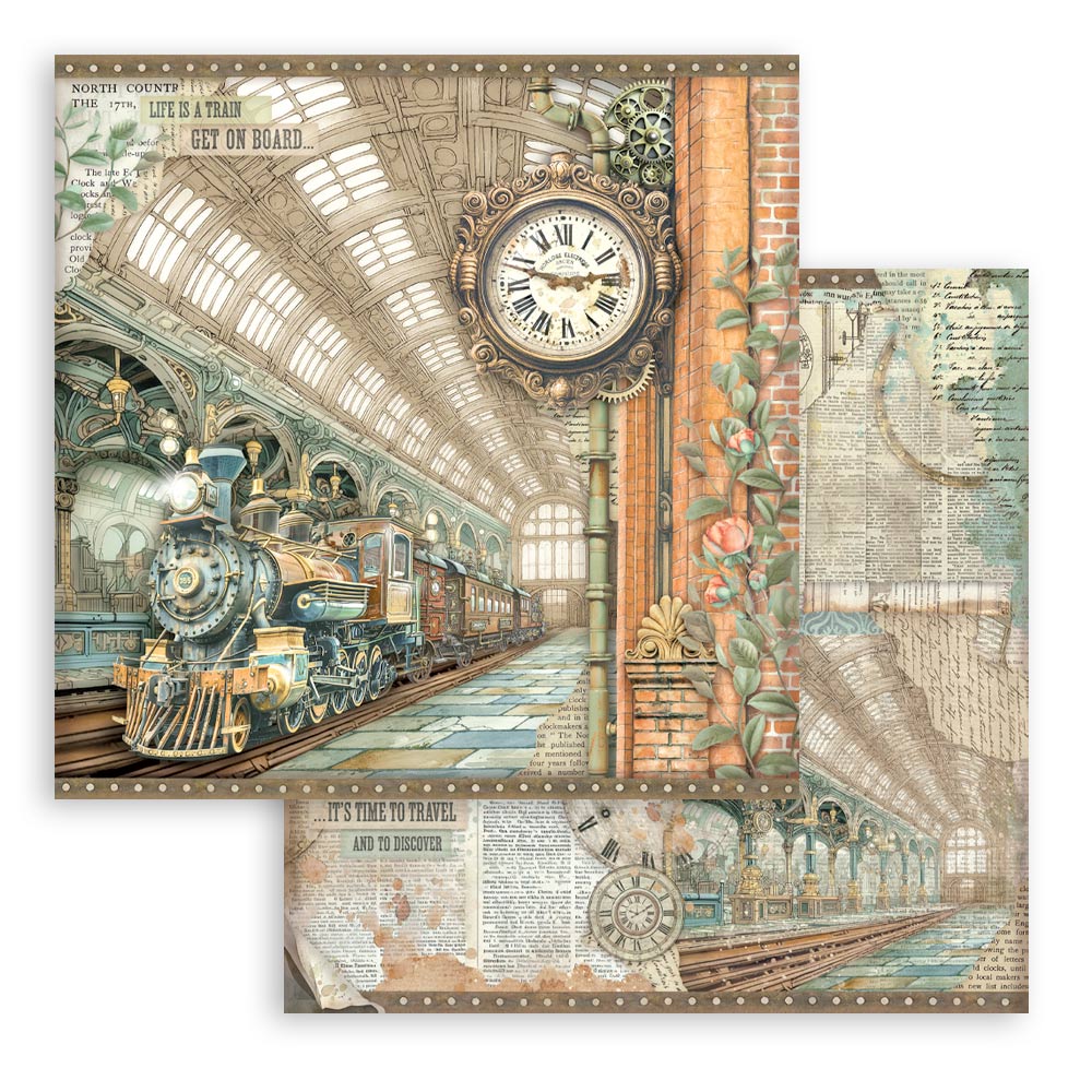 Stamperia Scrapbooking Block - Gardens of time - 30,5x30,5cm 10 Blatt Paper Pad