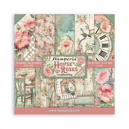 Stamperia Scrapbooking Block - House of Roses - 30,5x30,5cm 10 Blatt Paper Pad