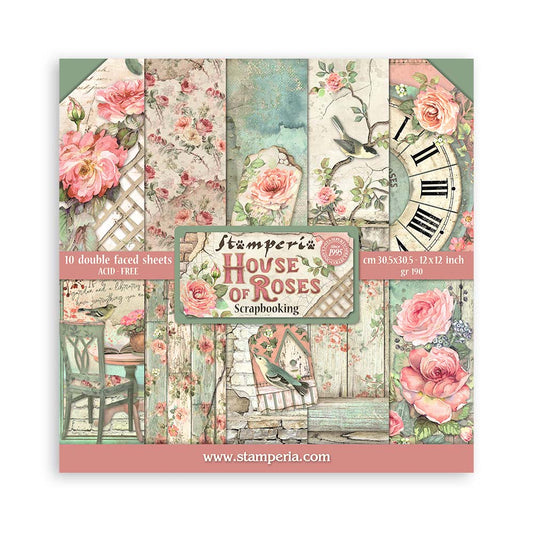 Stamperia Scrapbooking Block - House of Roses - 30,5x30,5cm 10 Blatt Paper Pad