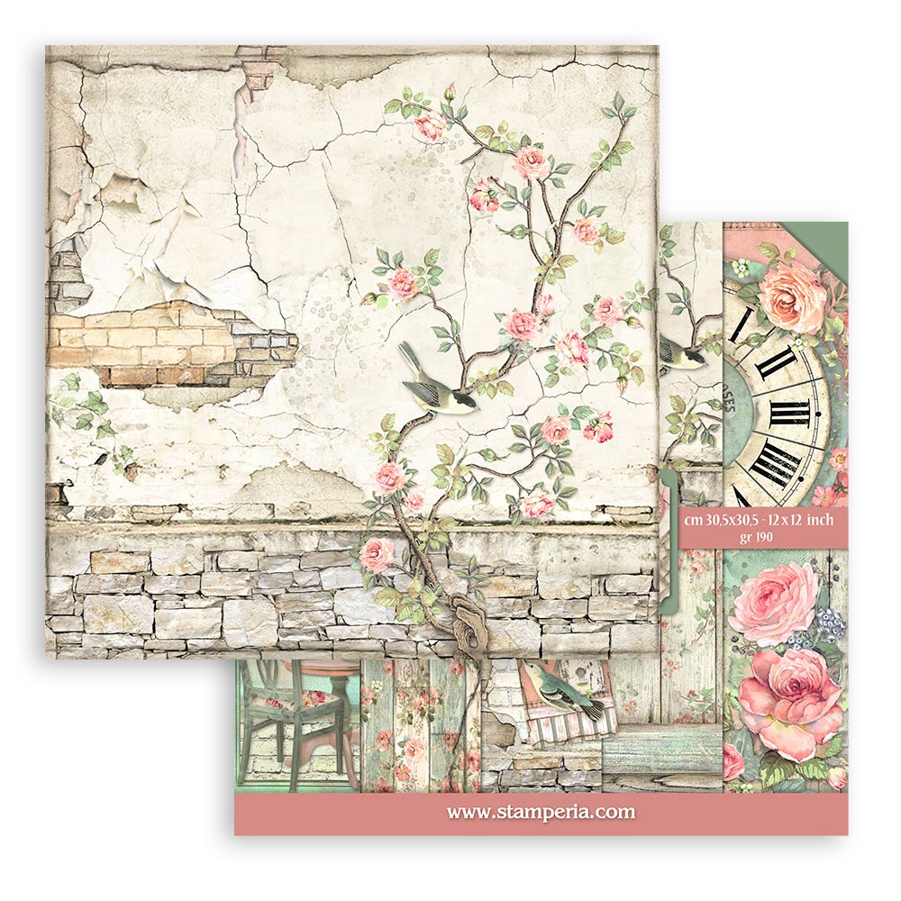 Stamperia Scrapbooking Block - House of Roses - 30,5x30,5cm 10 Blatt Paper Pad