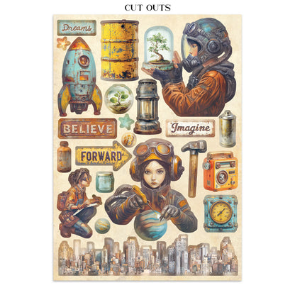 Stamperia Junk Journal - A New Beginning - 21x29,7cm - Backgrounds - Sticker - Cut Outs
