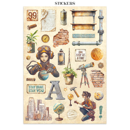 Stamperia Junk Journal - A New Beginning - 21x29,7cm - Backgrounds - Sticker - Cut Outs