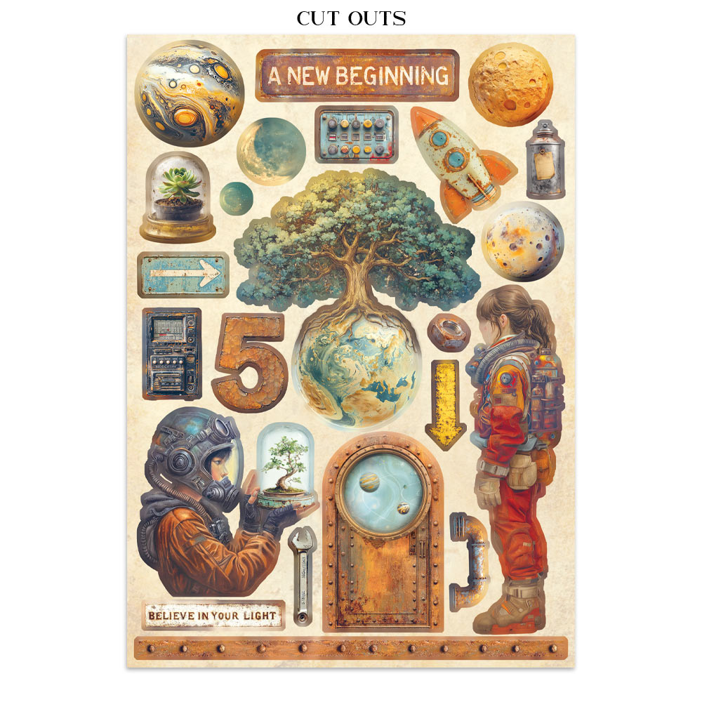 Stamperia Junk Journal - A New Beginning - 21x29,7cm - Backgrounds - Sticker - Cut Outs