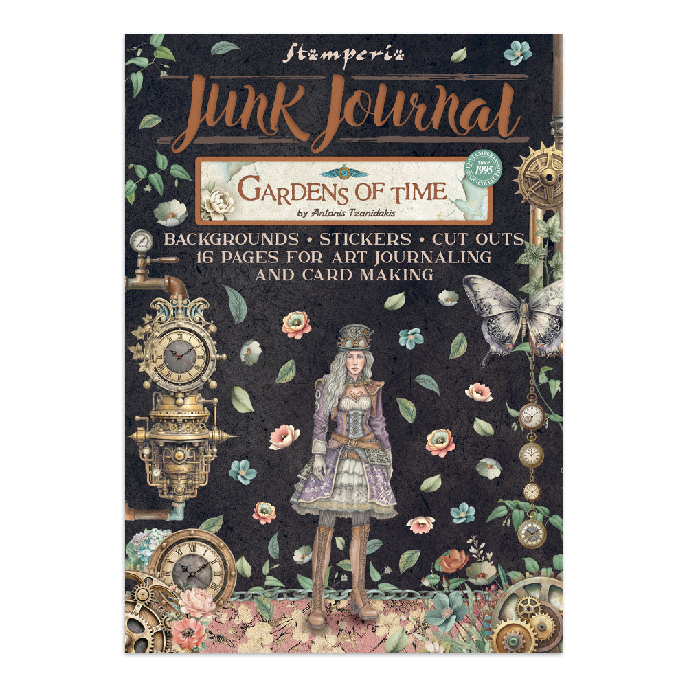 Stamperia Junk Journal - Gardens of Time - 21x29,7cm - Backgrounds - Sticker - Cut Outs