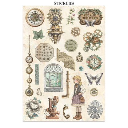 Stamperia Junk Journal - Gardens of Time - 21x29,7cm - Backgrounds - Sticker - Cut Outs