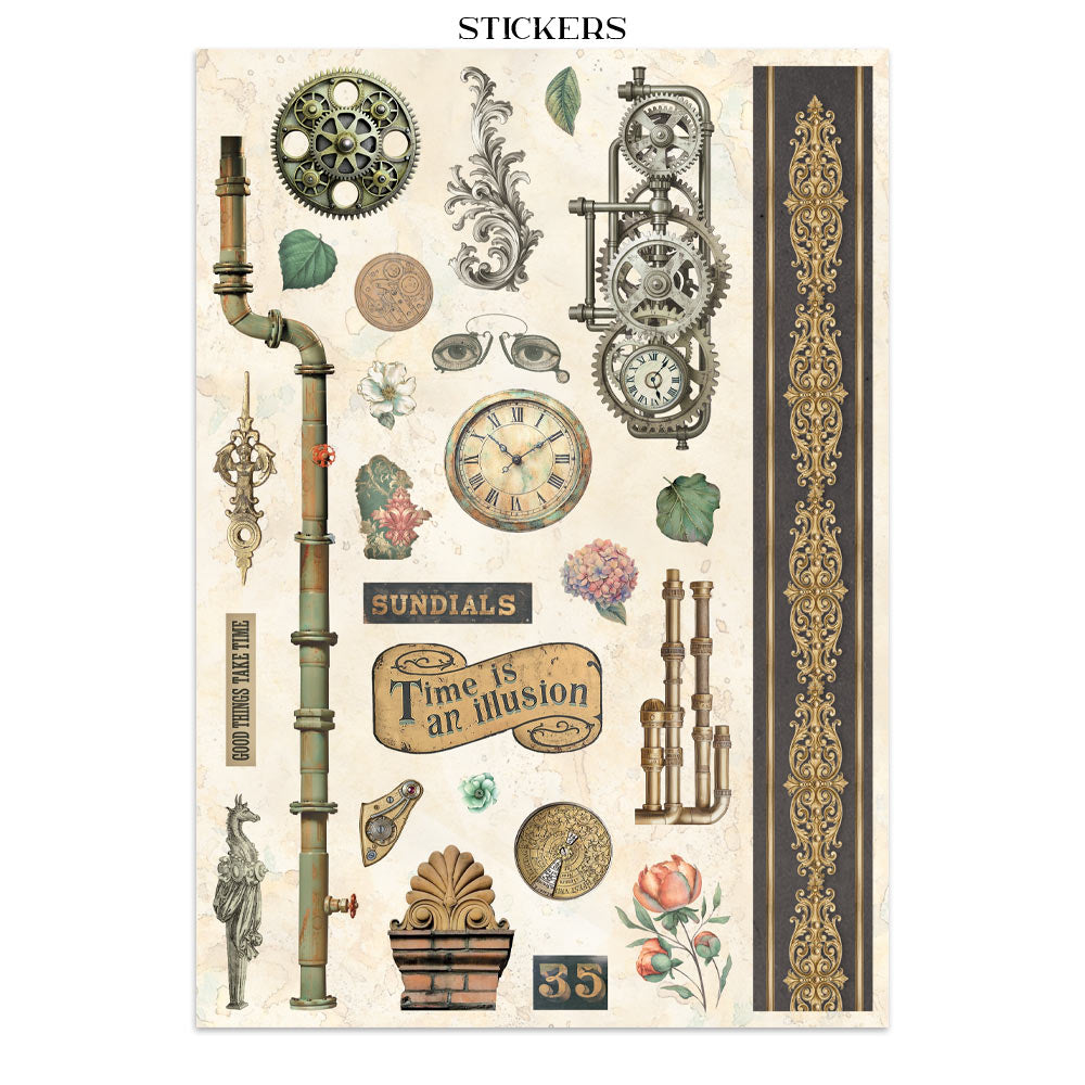 Stamperia Junk Journal - Gardens of Time - 21x29,7cm - Backgrounds - Sticker - Cut Outs