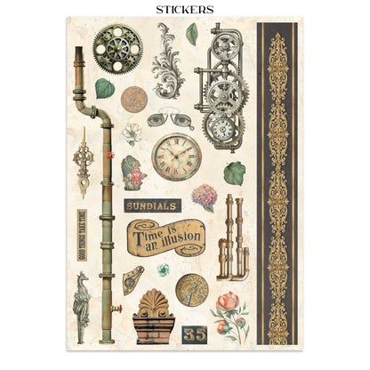 Stamperia Junk Journal - Gardens of Time - 21x29,7cm - Backgrounds - Sticker - Cut Outs