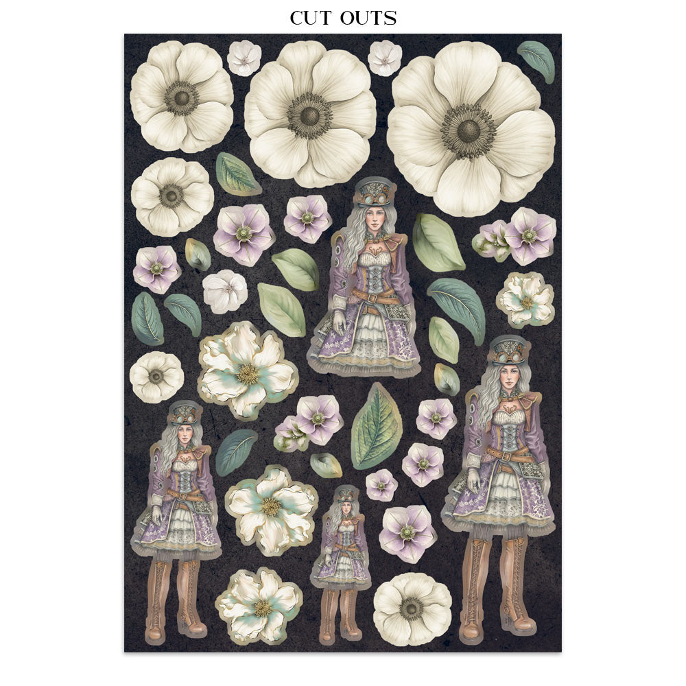 Stamperia Junk Journal - Gardens of Time - 21x29,7cm - Backgrounds - Sticker - Cut Outs