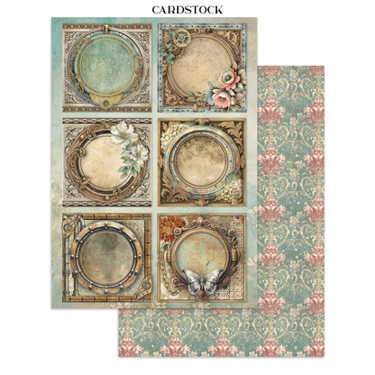 Stamperia Junk Journal - Gardens of Time - 21x29,7cm - Backgrounds - Sticker - Cut Outs