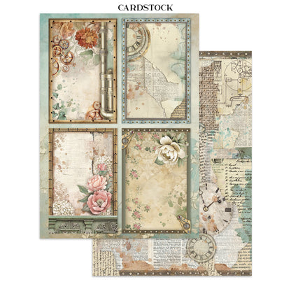 Stamperia Junk Journal - Gardens of Time - 21x29,7cm - Backgrounds - Sticker - Cut Outs