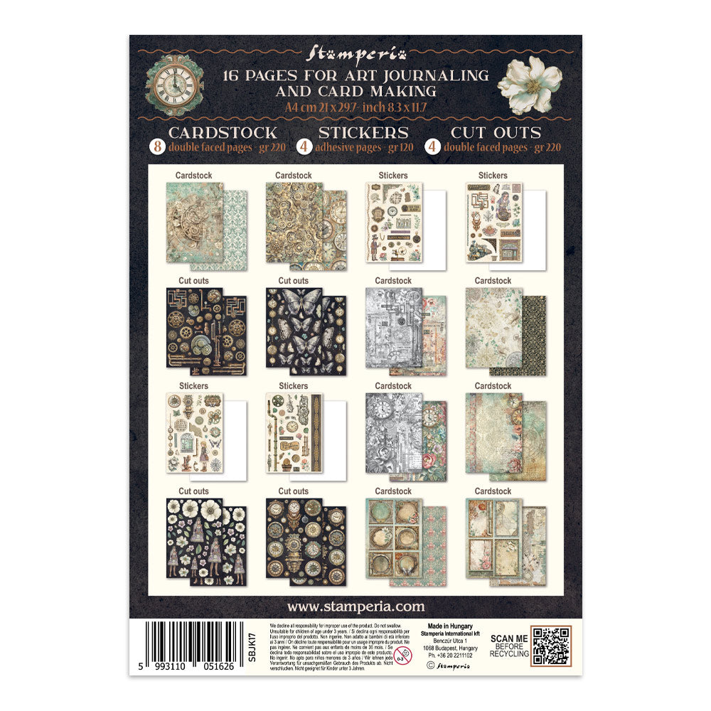 Stamperia Junk Journal - Gardens of Time - 21x29,7cm - Backgrounds - Sticker - Cut Outs