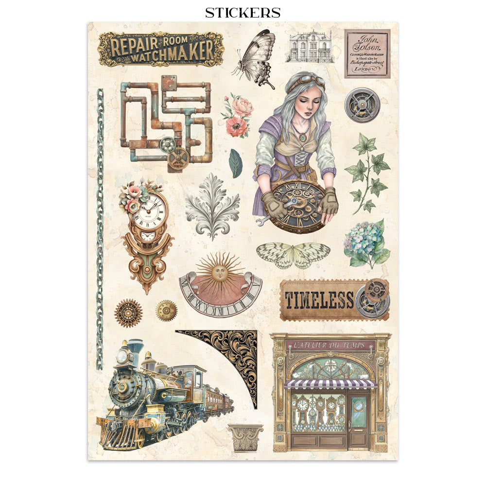 Stamperia Junk Journal - Gardens of Time - 21x29,7cm - Backgrounds - Sticker - Cut Outs