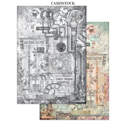 Stamperia Junk Journal - Gardens of Time - 21x29,7cm - Backgrounds - Sticker - Cut Outs
