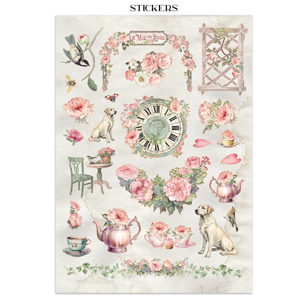Stamperia Junk Journal - House of Roses - 21x29,7cm - Backgrounds - Sticker - Cut Outs