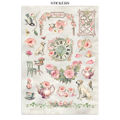 Stamperia Junk Journal - House of Roses - 21x29,7cm - Backgrounds - Sticker - Cut Outs