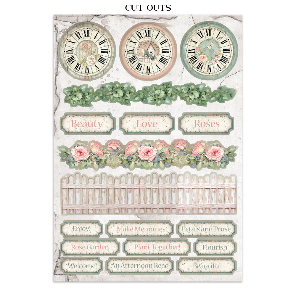 Stamperia Junk Journal - House of Roses - 21x29,7cm - Backgrounds - Sticker - Cut Outs