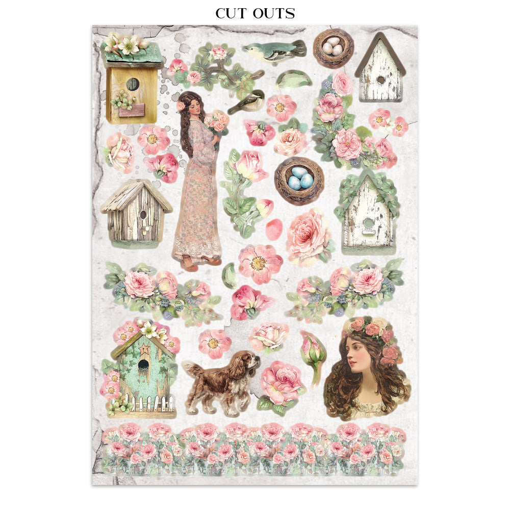 Stamperia Junk Journal - House of Roses - 21x29,7cm - Backgrounds - Sticker - Cut Outs