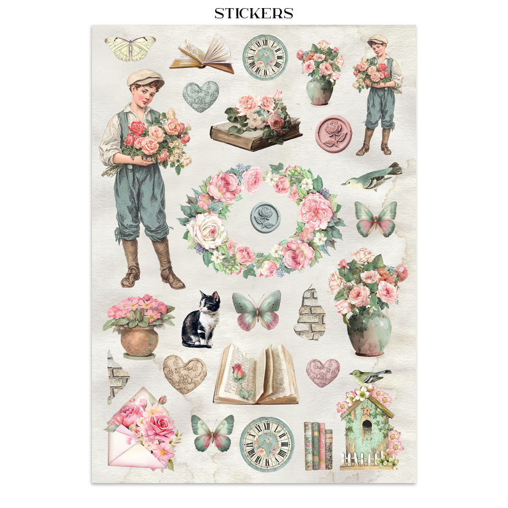 Stamperia Junk Journal - House of Roses - 21x29,7cm - Backgrounds - Sticker - Cut Outs