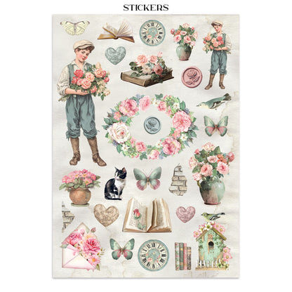 Stamperia Junk Journal - House of Roses - 21x29,7cm - Backgrounds - Sticker - Cut Outs