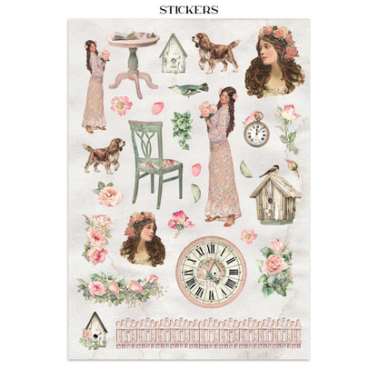 Stamperia Junk Journal - House of Roses - 21x29,7cm - Backgrounds - Sticker - Cut Outs