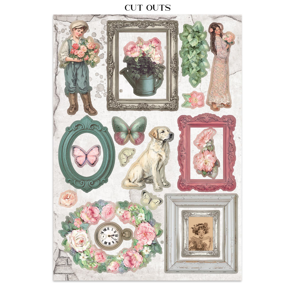 Stamperia Junk Journal - House of Roses - 21x29,7cm - Backgrounds - Sticker - Cut Outs