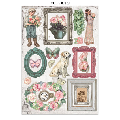 Stamperia Junk Journal - House of Roses - 21x29,7cm - Backgrounds - Sticker - Cut Outs