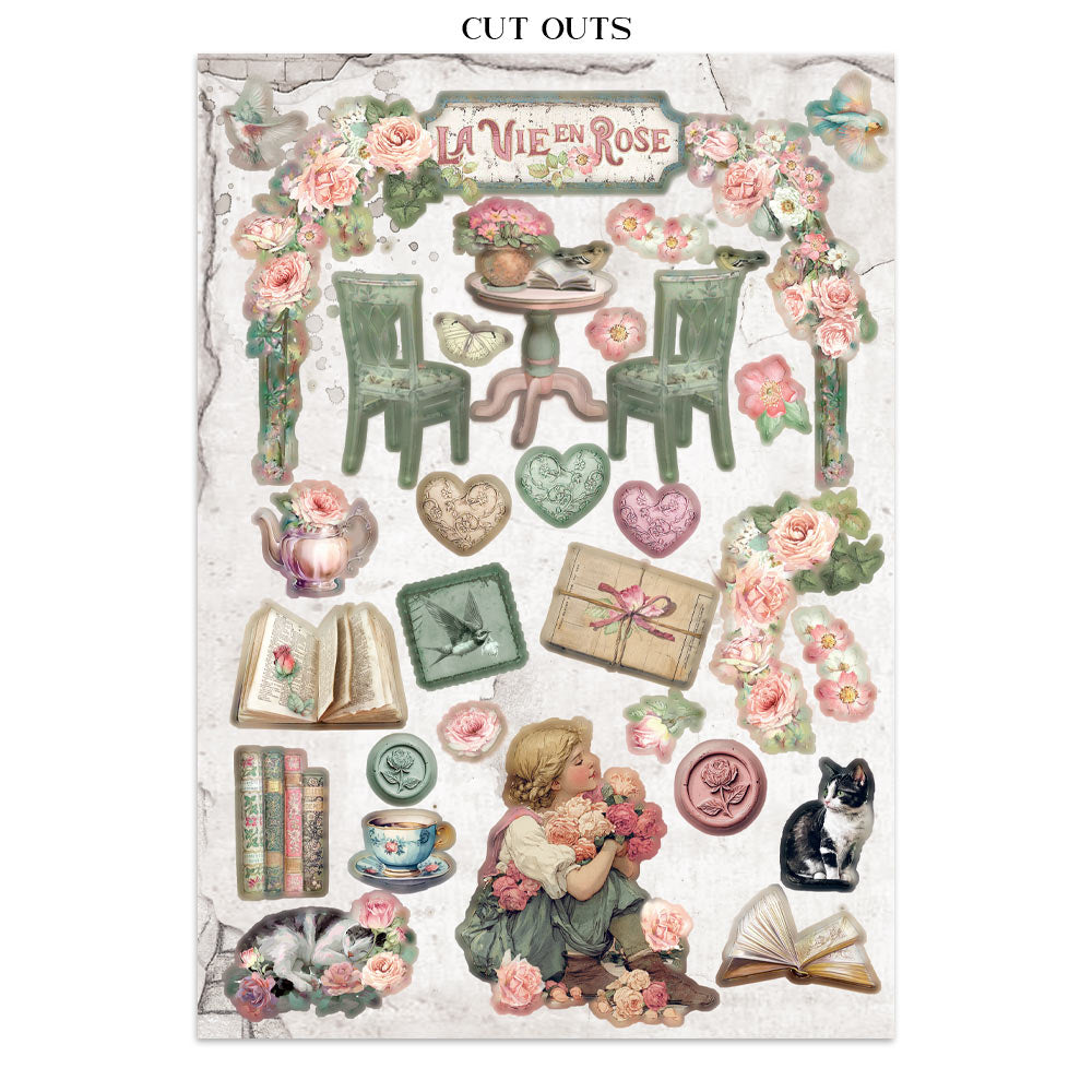 Stamperia Junk Journal - House of Roses - 21x29,7cm - Backgrounds - Sticker - Cut Outs