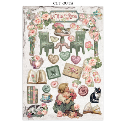 Stamperia Junk Journal - House of Roses - 21x29,7cm - Backgrounds - Sticker - Cut Outs