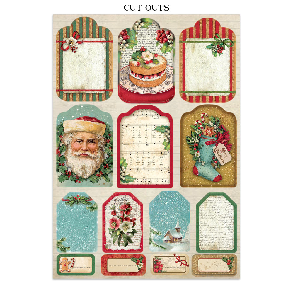 Stamperia Junk Journal - Classic Christmas - 21x29,7cm - Backgrounds - Sticker - Cut Outs