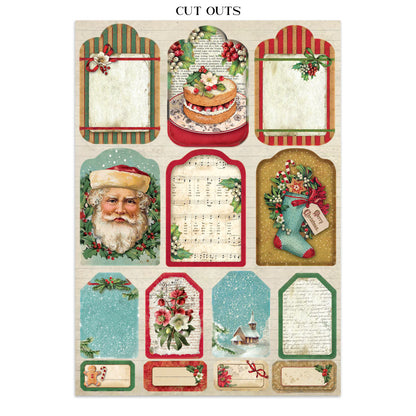 Stamperia Junk Journal - Classic Christmas - 21x29,7cm - Backgrounds - Sticker - Cut Outs