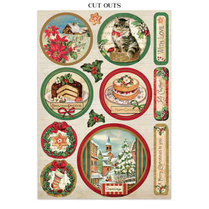 Stamperia Junk Journal - Classic Christmas - 21x29,7cm - Backgrounds - Sticker - Cut Outs